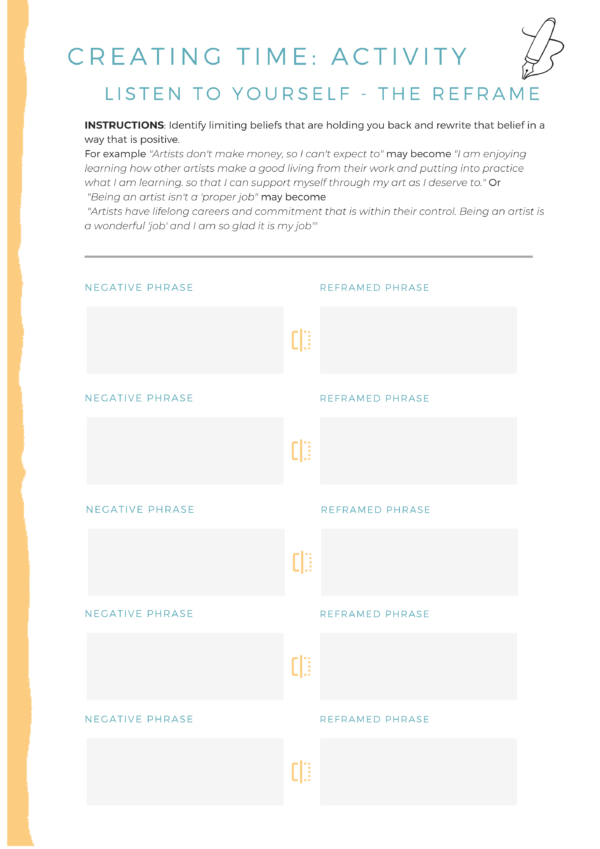 Own Your Time Activity Sheet The Reframe