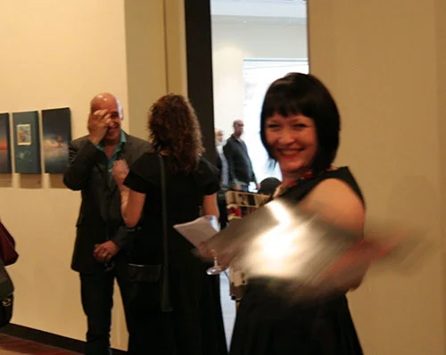 Amanda as curator at Net Work Exhibition Opening