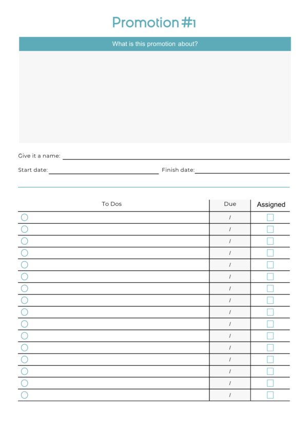 view of an inside page of the marketing planner