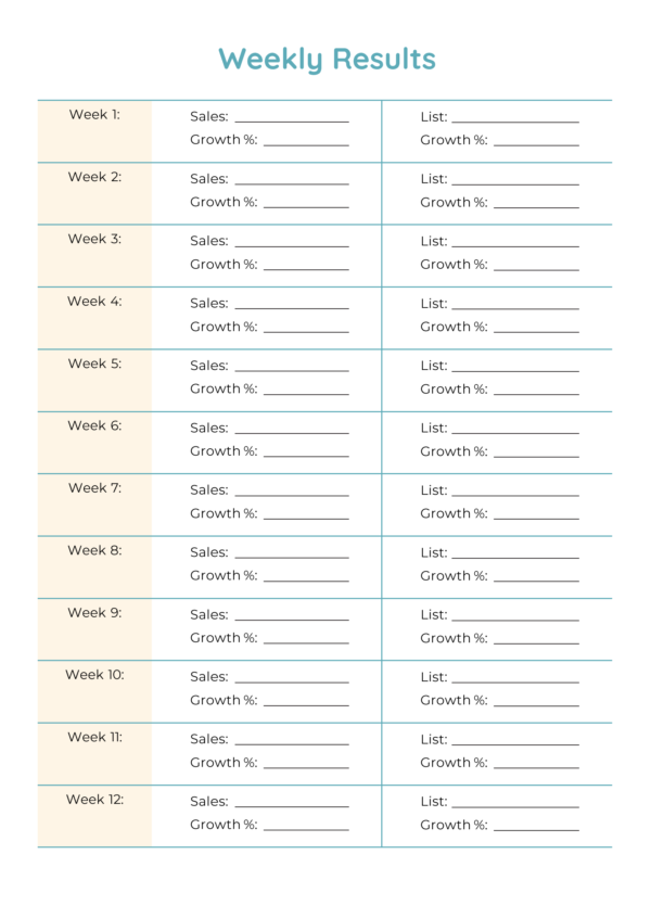 view of an inside page of the marketing planner