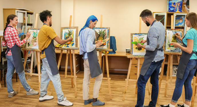 students taking an art class