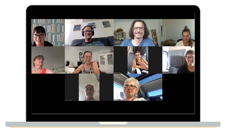 Group coaching Artists on Zoom call