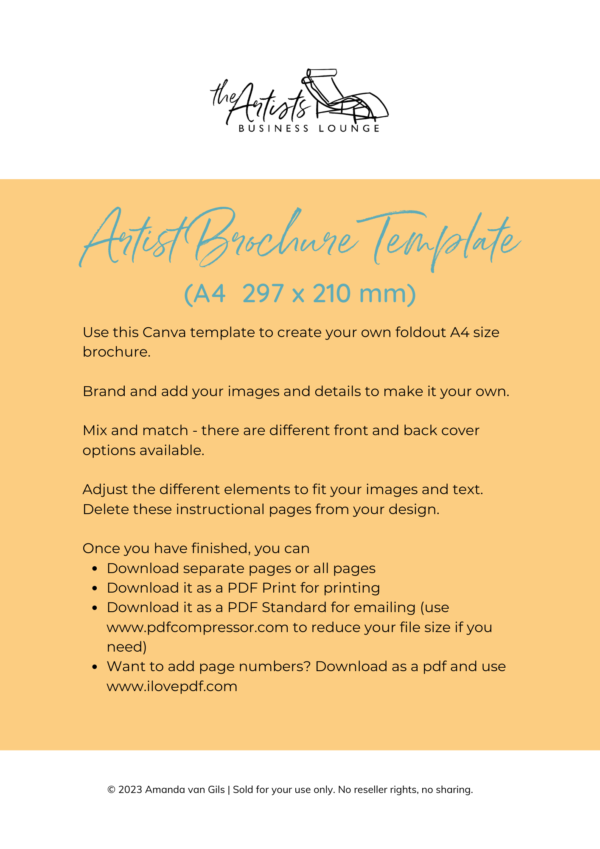 Example Page of Canva Artist Brochure template