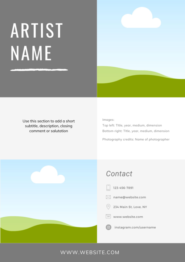 Example Page of Canva Artist Brochure template