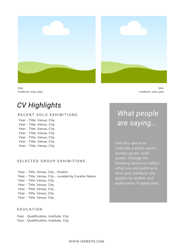 Example Page of Canva Artist Brochure template