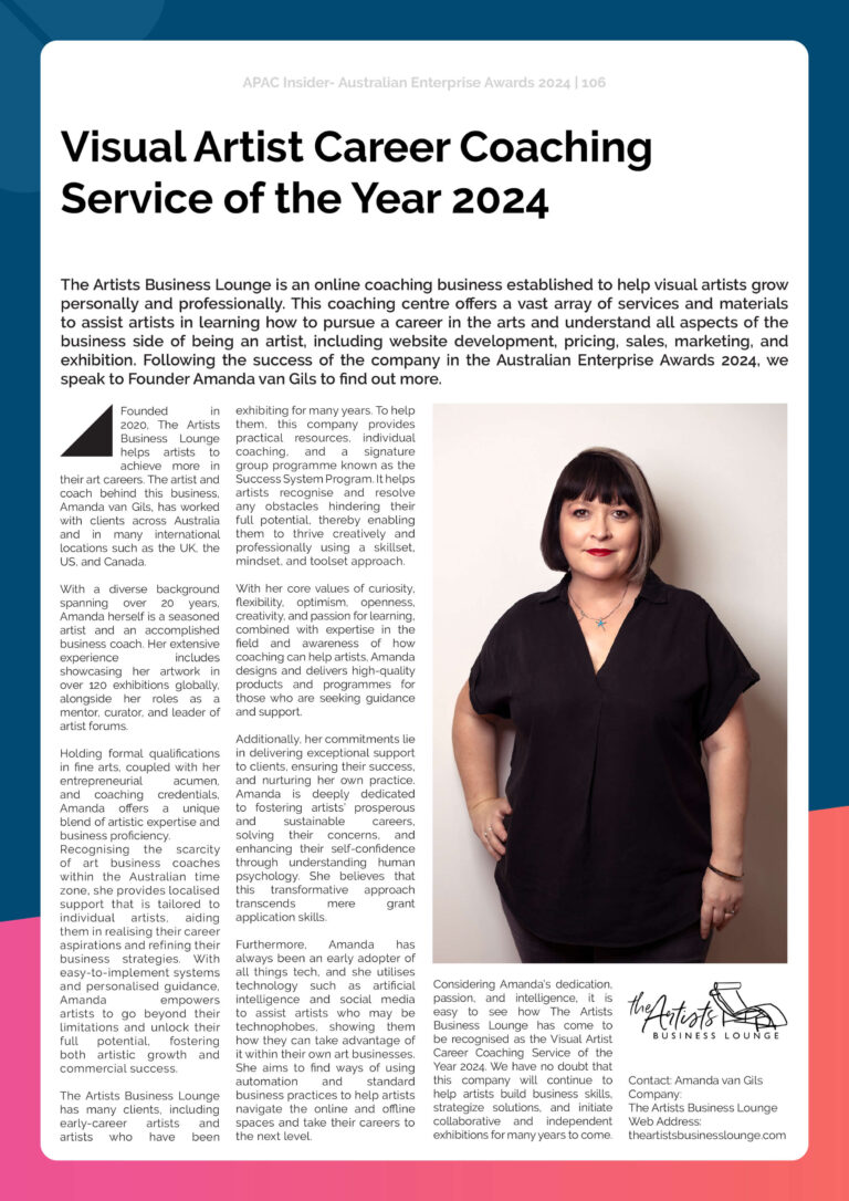 Award article showing text and standing businesswoman