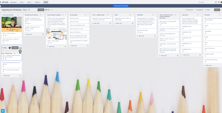 Organising Your Art Business Trello Board