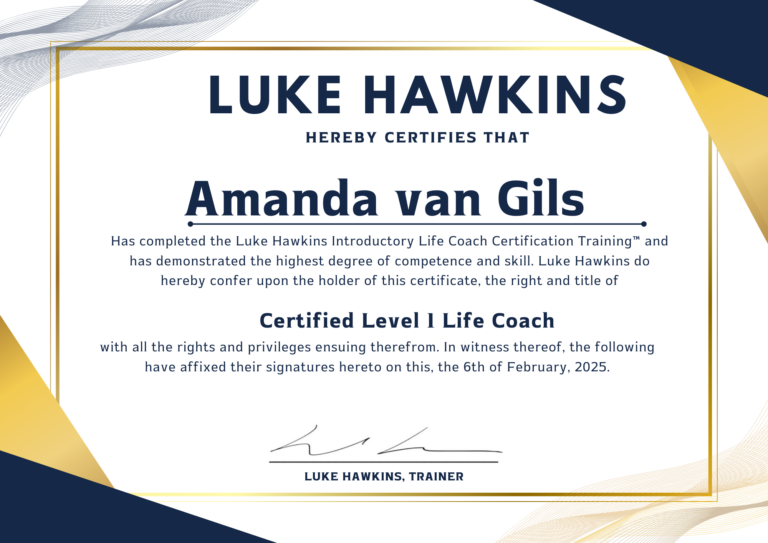 Luke Hawkins Certified Level 1 Coach Amanda van Gils