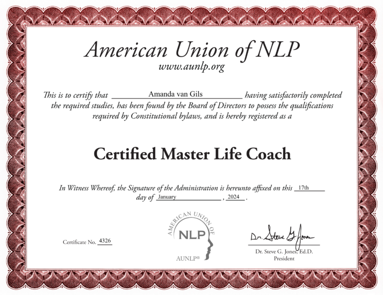 Master Life Coach certificate Amanda van Gils