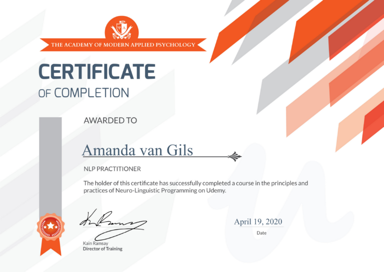 NLP Practitioner Certificate Amanda van GIls